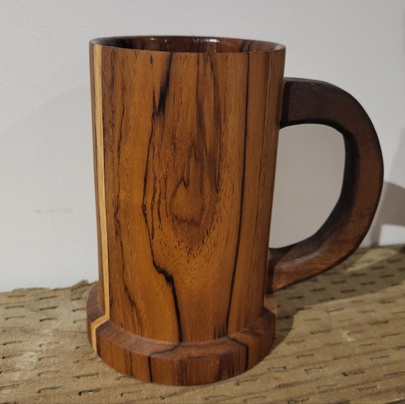 Handmade Teak Wood Mug with Walnut Handle - Picture 1 of 5